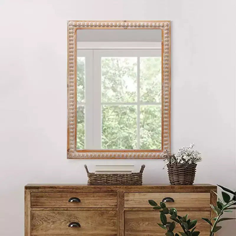 Specchio da parete rettangolare decorativo in legno Moreno Farmhouse di GDFStudio