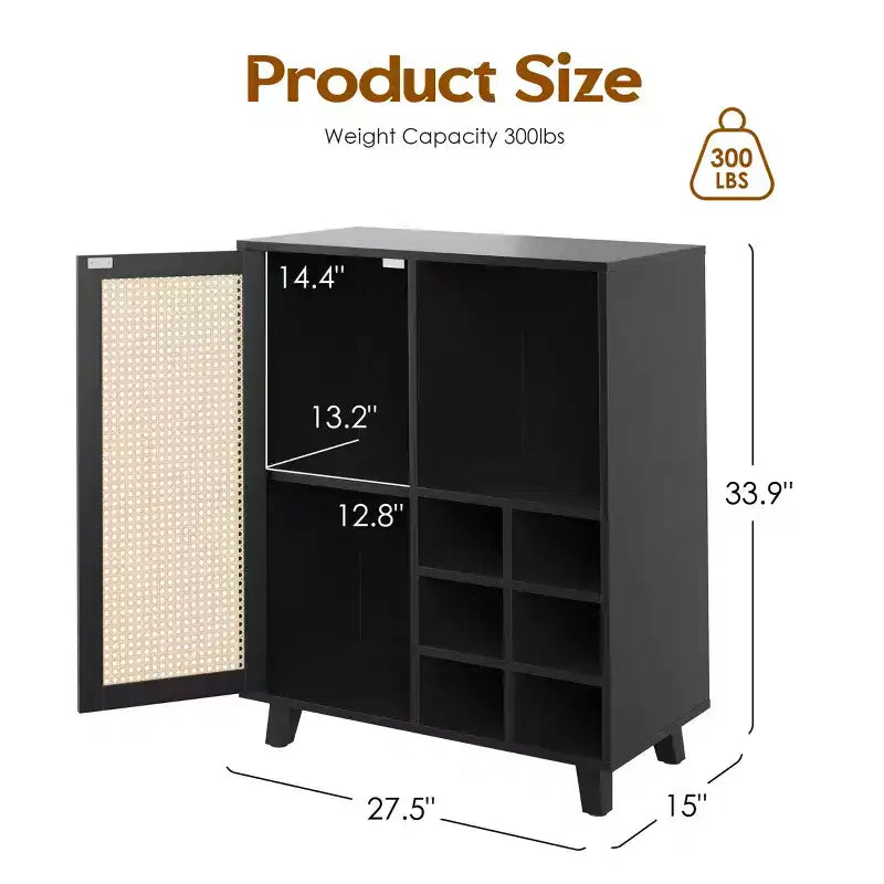 NAYSAYE 47 Bar Rail, Mobile Bar, Armadietto Contenitore, Bar con Portabottiglie per Casa Soggiorno Cucina Ingresso, Nero, 15*27.5*33.8