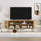 Mobili TV Moderni per Soggiorno con TV da 75 pollici, Porta TV con 2 Grandi Armadietti, Consolle Multimediale con Pannelli a Scanalature
