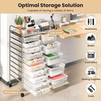 Carrello Costway a 15 cassetti con telaio in metallo cromato e ruote universali bloccabili Bianco/Nero/Trasparente/Multicolore