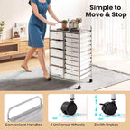 Carrello Costway a 15 cassetti con telaio in metallo cromato e ruote universali bloccabili Bianco/Nero/Trasparente/Multicolore