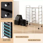 Carrello Costway a 15 cassetti con telaio in metallo cromato e ruote universali bloccabili Bianco/Nero/Trasparente/Multicolore