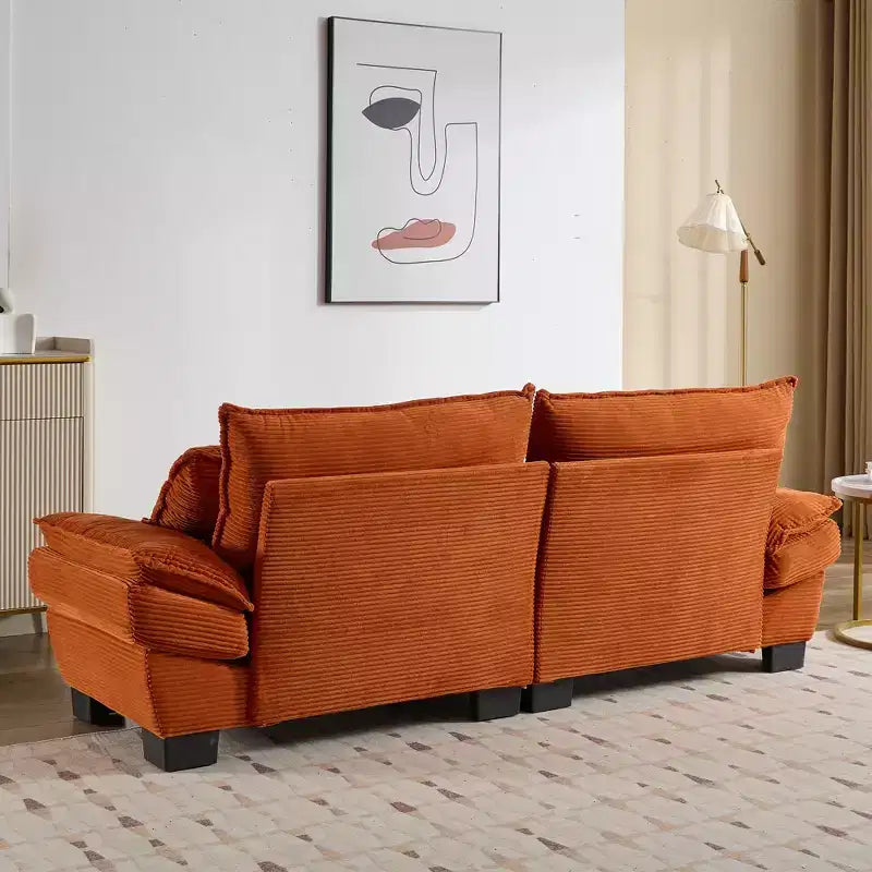 MAYEERTY Divano a due posti in velluto a coste trasformabile con cuscini, imbottito per camera da letto, soggiorno, ufficio, arancione