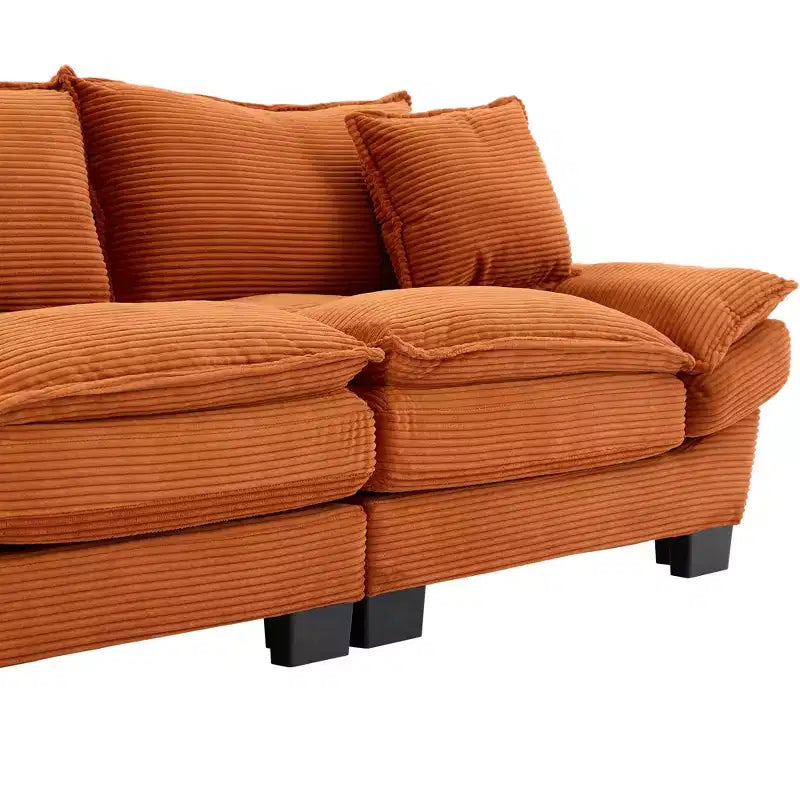 MAYEERTY Divano a due posti in velluto a coste trasformabile con cuscini, imbottito per camera da letto, soggiorno, ufficio, arancione