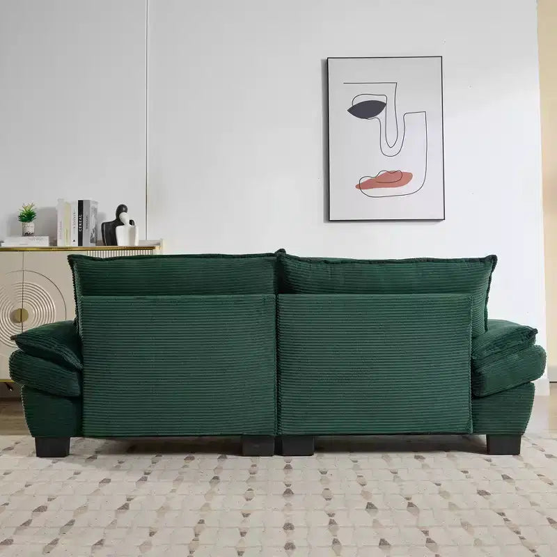 MAYEERTY Divano a due posti in velluto a coste con cuscini, imbottito per camera da letto, soggiorno, ufficio, verde