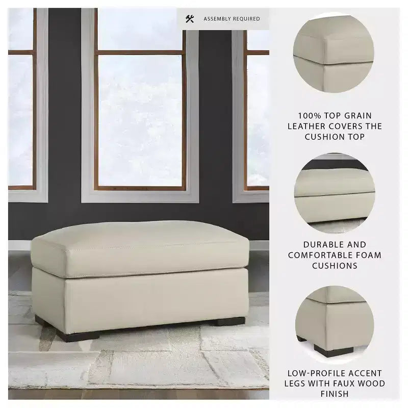 Signature Design by Ashley Treasure Trove, Pouf in pelle Match, Stile Contemporaneo, Mandorla