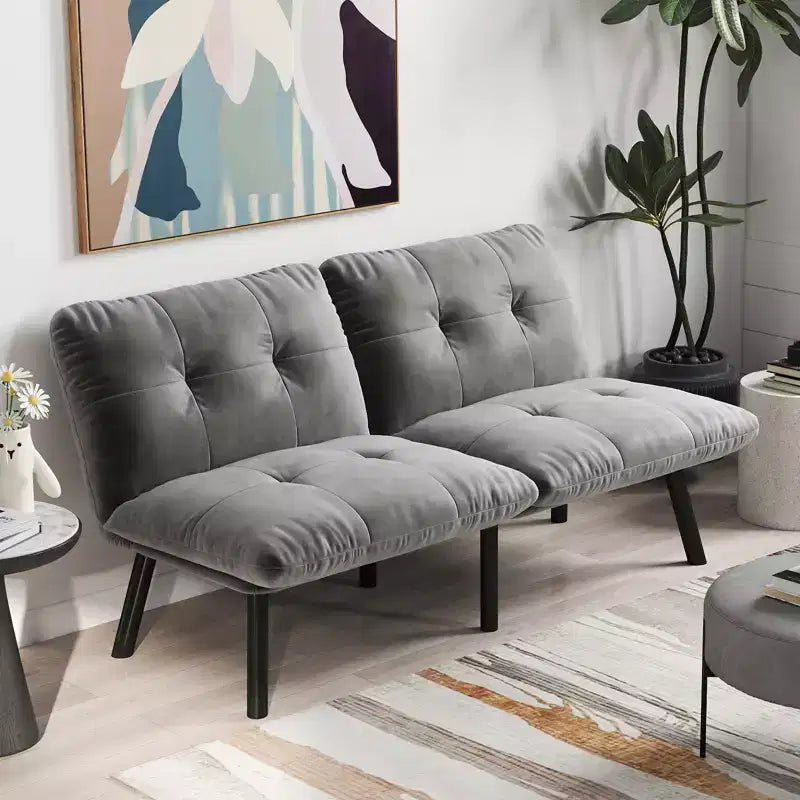 MAYEERTY Two Seat Convertible Folding Modern Sofa for Living Room Small Space Gray