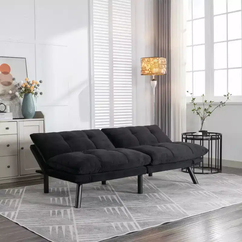 MAYEERTY Divano letto pieghevole convertibile moderno comodo per soggiorno camera da letto piccolo spazio nero