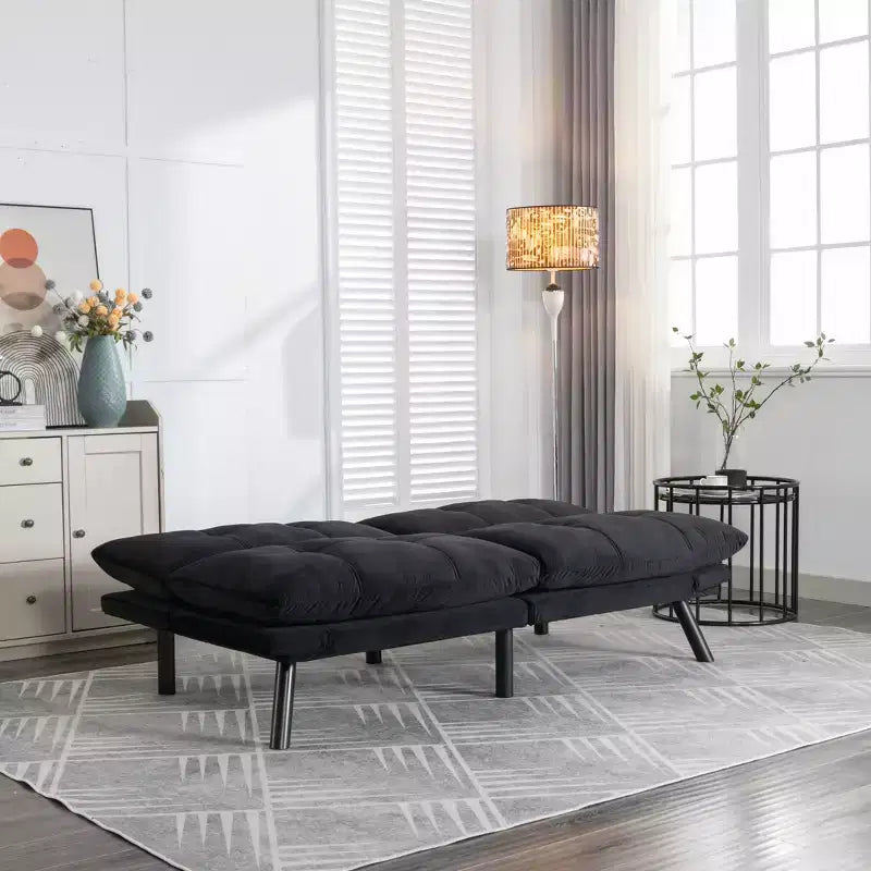 MAYEERTY Divano letto pieghevole convertibile moderno comodo per soggiorno camera da letto piccolo spazio nero
