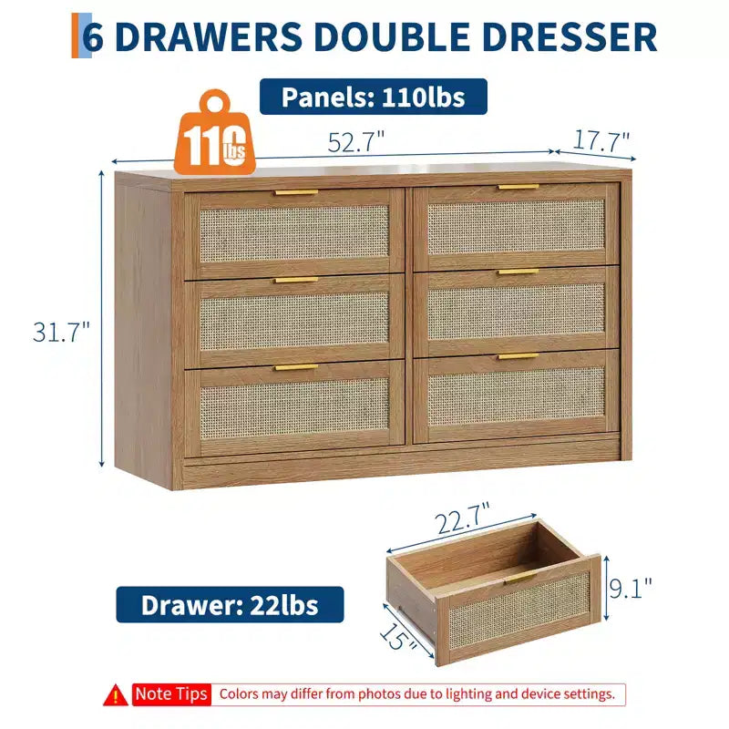 Cassettiera in legno con maniglie dorate, organizer moderno con cassetti a scorrimento fluido, mobile porta TV in stile rustico per soggiorno, camera da letto, ingresso,