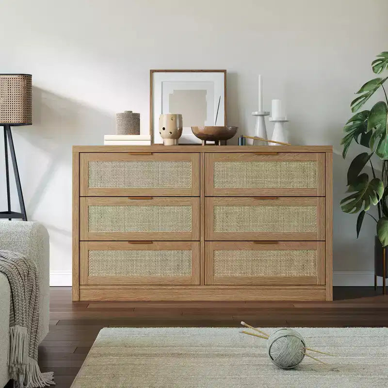 Cassettiera in legno con maniglie dorate, organizer moderno con cassetti a scorrimento fluido, mobile porta TV in stile rustico per soggiorno, camera da letto, ingresso,