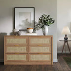 Cassettiera in legno con maniglie dorate, organizer moderno con cassetti a scorrimento fluido, mobile porta TV in stile rustico per soggiorno, camera da letto, ingresso,