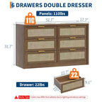 Cassettiera in legno con maniglie dorate, organizer moderno con cassetti a scorrimento fluido, mobile porta TV in stile rustico per soggiorno, camera da letto, ingresso,