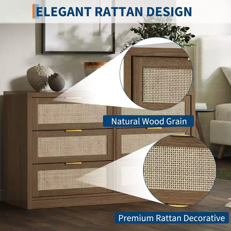 Cassettiera in legno con maniglie dorate, organizer moderno con cassetti a scorrimento fluido, mobile porta TV in stile rustico per soggiorno, camera da letto, ingresso,