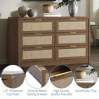 Cassettiera in legno con maniglie dorate, organizer moderno con cassetti a scorrimento fluido, mobile porta TV in stile rustico per soggiorno, camera da letto, ingresso,