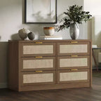 Cassettiera in legno con maniglie dorate, organizer moderno con cassetti a scorrimento fluido, mobile porta TV in stile rustico per soggiorno, camera da letto, ingresso,