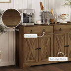 Credenza da Cucina, Mobile Buffet Stile Farmhouse con Ante a Scorrimento, Cassetti, Ripiani Regolabili
