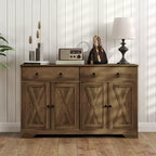 Credenza da Cucina, Mobile Buffet Stile Farmhouse con Ante a Scorrimento, Cassetti, Ripiani Regolabili