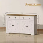 Credenza da Cucina, Mobile Buffet Stile Farmhouse con Ante a Scorrimento, Cassetti, Ripiani Regolabili