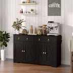 Credenza da Cucina, Mobile Buffet Stile Farmhouse con Ante a Scorrimento, Cassetti, Ripiani Regolabili