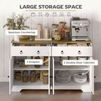 Credenza da Cucina, Mobile Buffet Stile Farmhouse con Ante a Scorrimento, Cassetti, Ripiani Regolabili