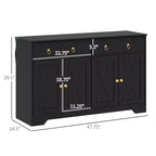 Credenza da Cucina, Mobile Buffet Stile Farmhouse con Ante a Scorrimento, Cassetti, Ripiani Regolabili