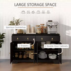 Credenza da Cucina, Mobile Buffet Stile Farmhouse con Ante a Scorrimento, Cassetti, Ripiani Regolabili