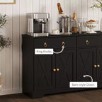 Credenza da Cucina, Mobile Buffet Stile Farmhouse con Ante a Scorrimento, Cassetti, Ripiani Regolabili
