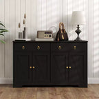 Credenza da Cucina, Mobile Buffet Stile Farmhouse con Ante a Scorrimento, Cassetti, Ripiani Regolabili