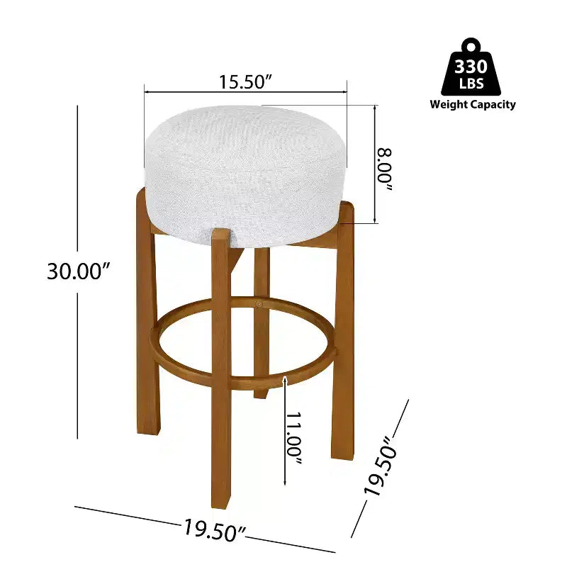 Sgabelli da Bar Imbottiti Rotondi in Legno di Gomma Ashton Christopher Knight Home (Set di 2)