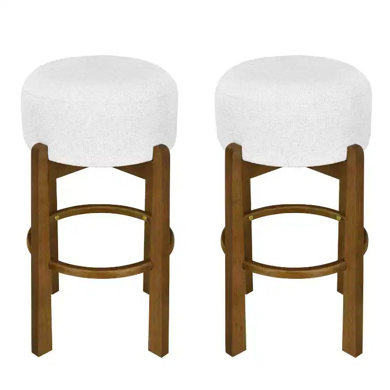 Sgabelli da Bar Imbottiti Rotondi in Legno di Gomma Ashton Christopher Knight Home (Set di 2)