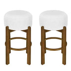 Sgabelli da Bar Imbottiti Rotondi in Legno di Gomma Ashton Christopher Knight Home (Set di 2)