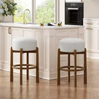 Christopher Knight Home Ashton Rubberwood Round Upholstered Barstools (Set of 2 )