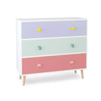 Comò contenitore Whisen a 3 cassetti con guide Euro e maniglie a tema cartone animato, design anti-ribaltamento, utilizzabile come comò, comodino