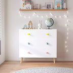 Comò contenitore Whisen a 3 cassetti con guide Euro e maniglie a tema cartone animato, design anti-ribaltamento, utilizzabile come comò, comodino