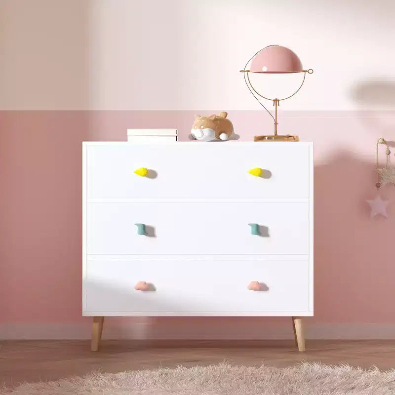 Comò contenitore Whisen a 3 cassetti con guide Euro e maniglie a tema cartone animato, design anti-ribaltamento, utilizzabile come comò, comodino