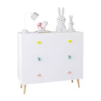 Comò contenitore Whisen a 3 cassetti con guide Euro e maniglie a tema cartone animato, design anti-ribaltamento, utilizzabile come comò, comodino