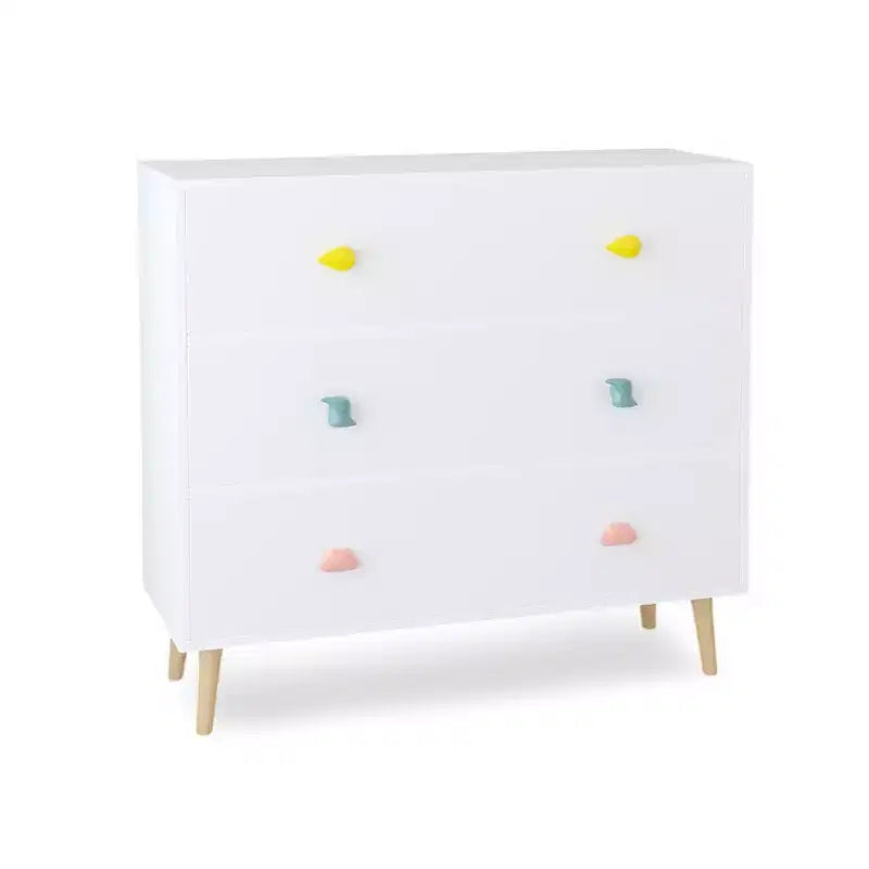 Comò contenitore Whisen a 3 cassetti con guide Euro e maniglie a tema cartone animato, design anti-ribaltamento, utilizzabile come comò, comodino
