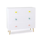 Comò contenitore Whisen a 3 cassetti con guide Euro e maniglie a tema cartone animato, design anti-ribaltamento, utilizzabile come comò, comodino