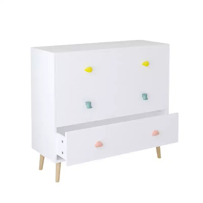 Comò contenitore Whisen a 3 cassetti con guide Euro e maniglie a tema cartone animato, design anti-ribaltamento, utilizzabile come comò, comodino