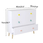 Comò contenitore Whisen a 3 cassetti con guide Euro e maniglie a tema cartone animato, design anti-ribaltamento, utilizzabile come comò, comodino