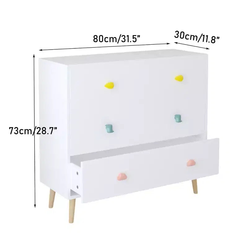Comò contenitore Whisen a 3 cassetti con guide Euro e maniglie a tema cartone animato, design anti-ribaltamento, utilizzabile come comò, comodino