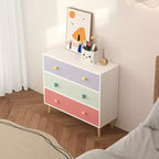 Comò contenitore Whisen a 3 cassetti con guide Euro e maniglie a tema cartone animato, design anti-ribaltamento, utilizzabile come comò, comodino