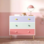 Comò contenitore Whisen a 3 cassetti con guide Euro e maniglie a tema cartone animato, design anti-ribaltamento, utilizzabile come comò, comodino