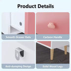 Comò contenitore Whisen a 3 cassetti con guide Euro e maniglie a tema cartone animato, design anti-ribaltamento, utilizzabile come comò, comodino