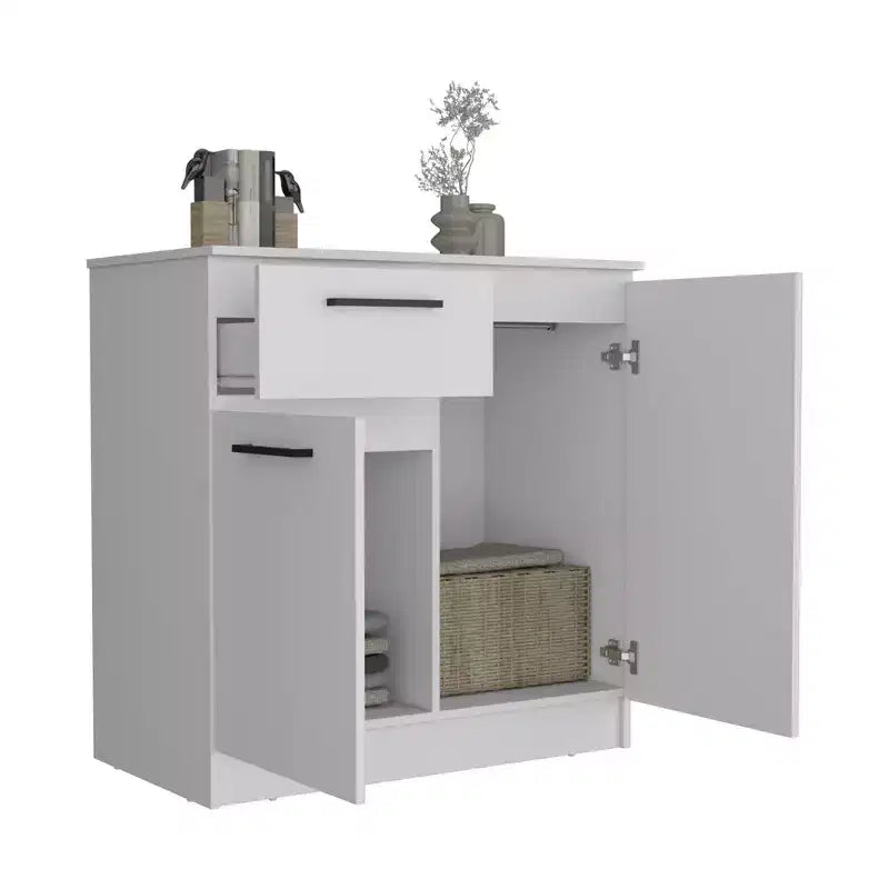 Credenza con cassetto e 2 ante, Armadietto moderno con spazio contenitivo, Mobile contenitore d'accento