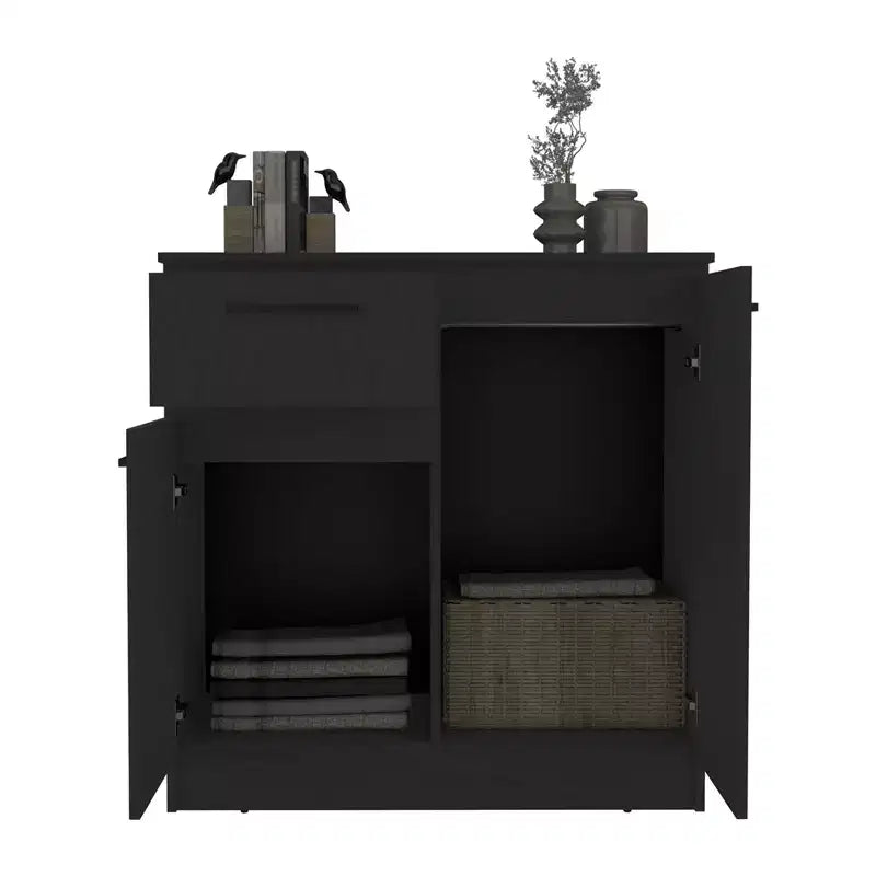 Credenza con cassetto e 2 ante, Armadietto moderno con spazio contenitivo, Mobile contenitore d'accento