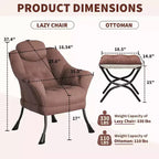 Poltrona Lazy con pouf, poltrona moderna da lettura, fodera rimovibile e lavabile, supporto ergonomico, per camera da letto, soggiorno