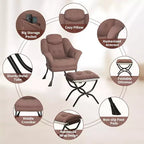 Poltrona Lazy con pouf, poltrona moderna da lettura, fodera rimovibile e lavabile, supporto ergonomico, per camera da letto, soggiorno