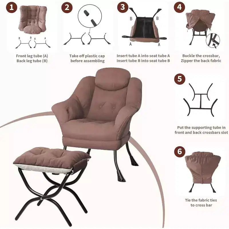 Poltrona Lazy con pouf, poltrona moderna da lettura, fodera rimovibile e lavabile, supporto ergonomico, per camera da letto, soggiorno